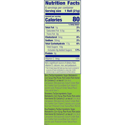 Fruit by the Foot Fruit Flavored Snacks, Variety Pack, 4.5 Oz, 6 Ct