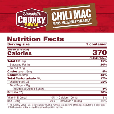 Campbell’S Chunky Soup, Chili Mac Soup, 15.25 Oz Microwavable Bowl