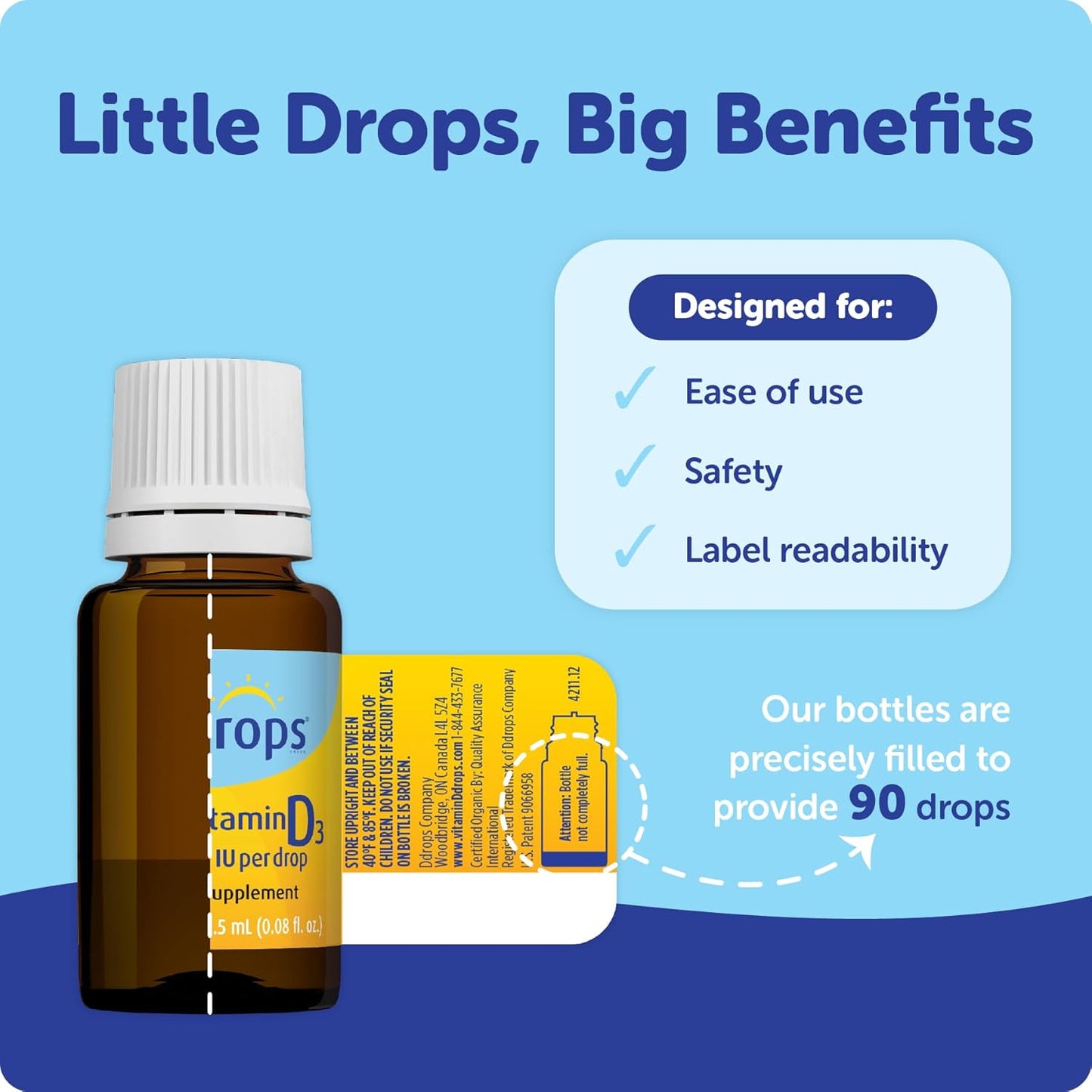 Ddrops Baby 400 IU, Vitamin D, 90 Drops 2.5Ml (0.08 Fl. Oz (Pack of 1))