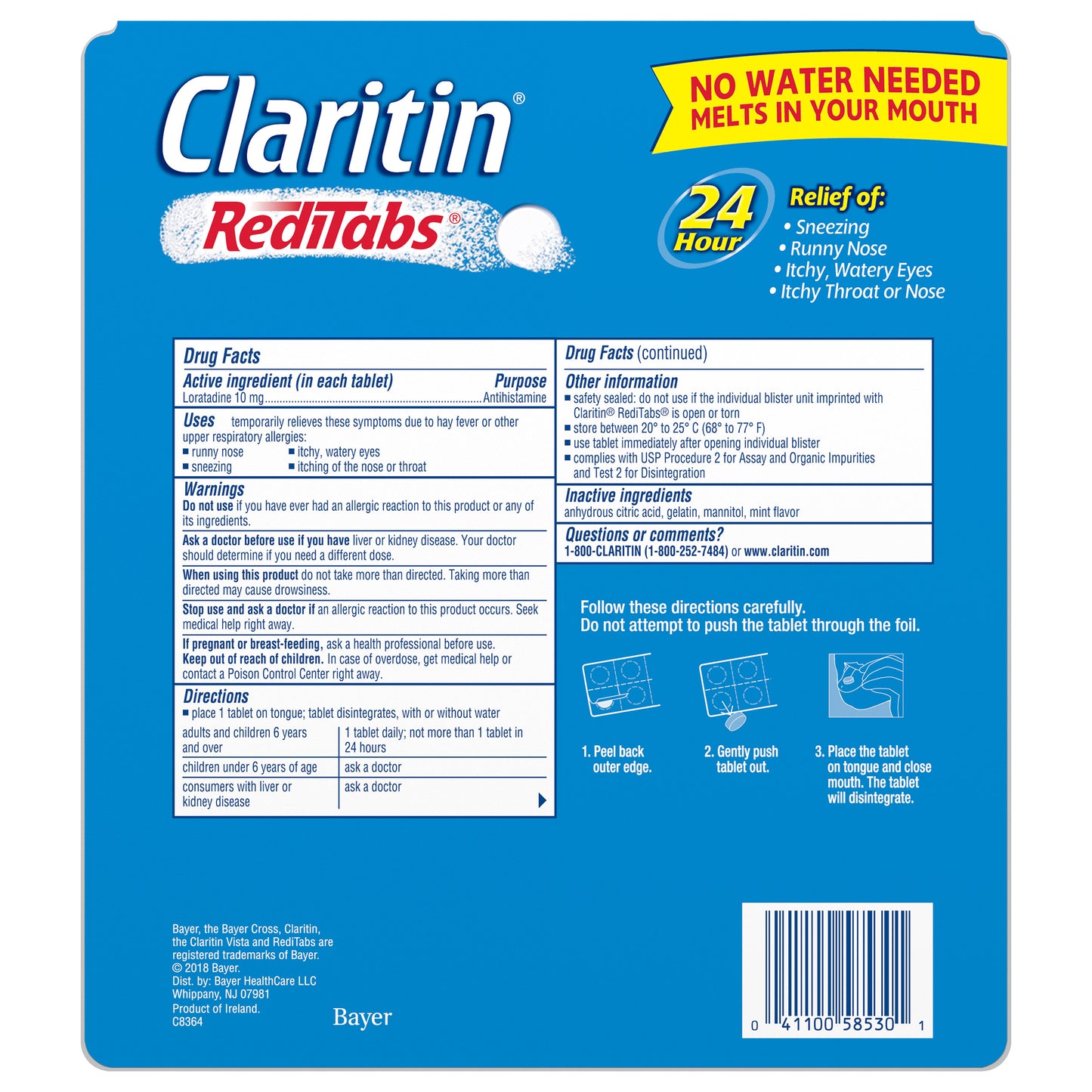 Claritin Reditabs 10 Mg 24 Hour Non-Drowsy, 70 Disintegrating Tablets