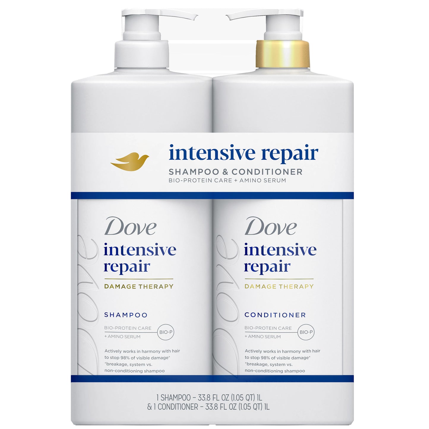 Dove Intensive Repair Damage Therapy Shampoo & Conditioner Set, 33.8 Fl Oz