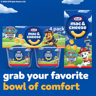 Kraft Macaroni & Cheese Paw Patrol Shapes Dinner (1.9 Oz Cups, 4 Count), Packaging May Vary