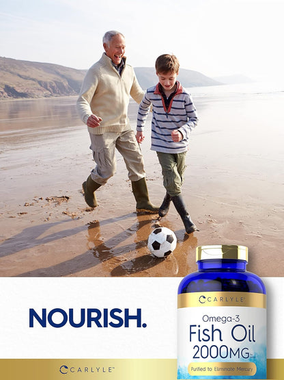 Carlyle Fish Oil Omega 3 Supplements | 2000Mg | 320 Softgels | EPA & DHA | 600Mg Total Omega-3 | Non-Gmo, Gluten Free Pills