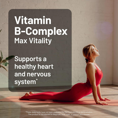 Naturewise Vitamin B Complex for Women and Men - with Folic Acid Biotin B1 B2 B3 B6 B12 - Support Cellular Energy & Mental Clarity - Gluten & Dairy Free, Non-Gmo - 60 Softgels[2-Month Supply]