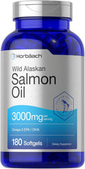 Wild Alaskan Salmon Fish Oil | 180 Softgel Capsules | Gluten Free, Non-Gmo | High Potency | Excellent Source of Omega-3 Fatty Acids EPA and DHA