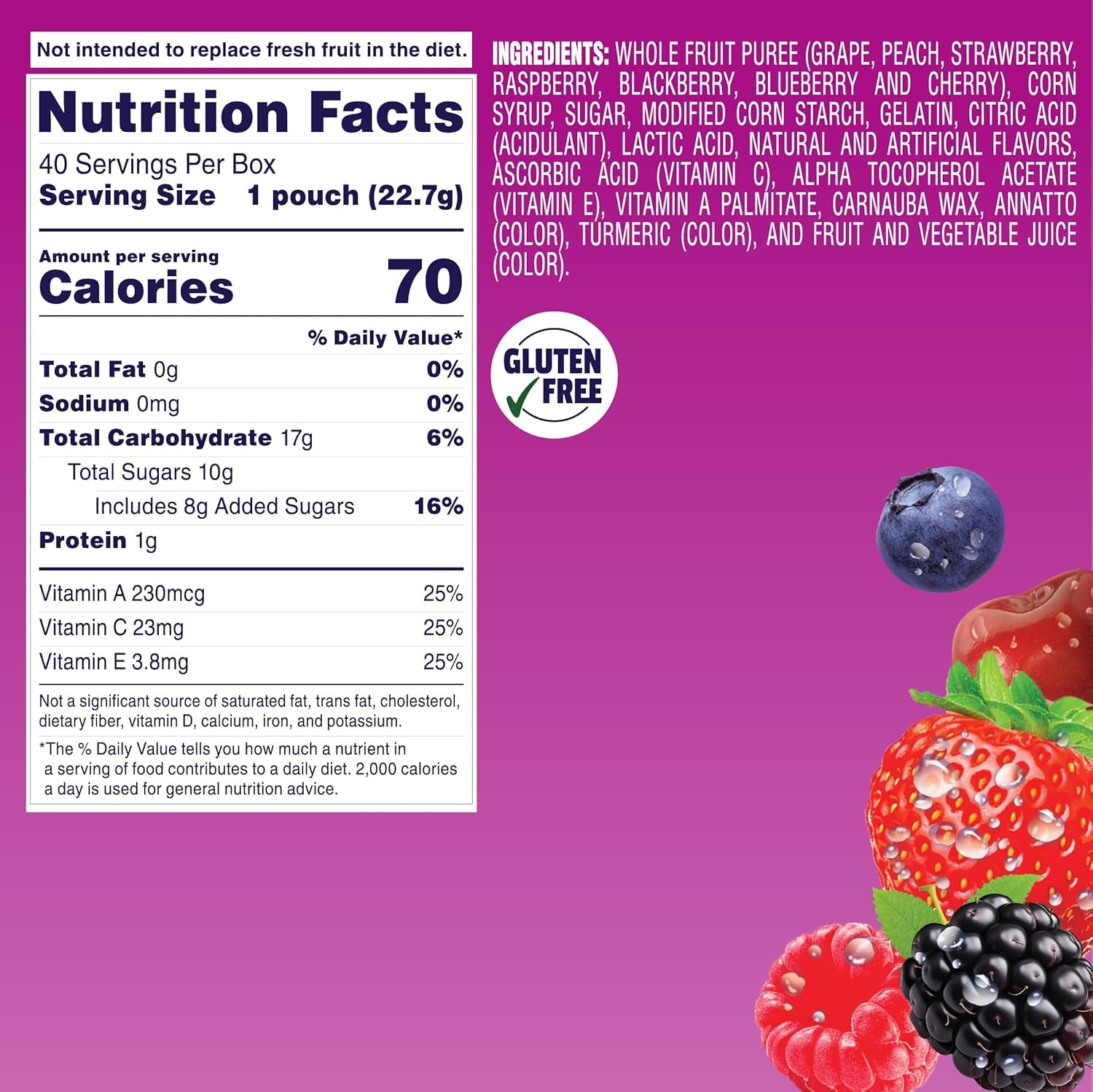Welch'S Fruit Snacks, Berries 'N Cherries , 0.8Oz Case of 40