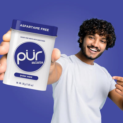 PUR Mints | Aspartame Free Mints | Made with Xylitol | Sugar Free, Vegan, Gluten Free & Keto Friendly | Natural Polar Mint Flavored Mints, 30 Pieces (Pack of 2)