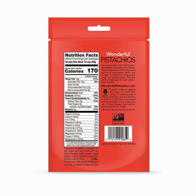 Wonderful Pistachios No Shells, Chili Roasted, 5.5 Ounce Bag, Protein Snack, On-The Go Snack
