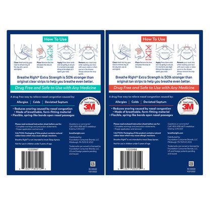 Breathe Right Extra Strength Nasal Strips, 72 Strips
