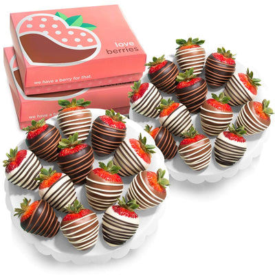 Home Delivery 24 Dark & Milk Delight Chocolate Covered Strawberries, Strawberry, 1 Count 