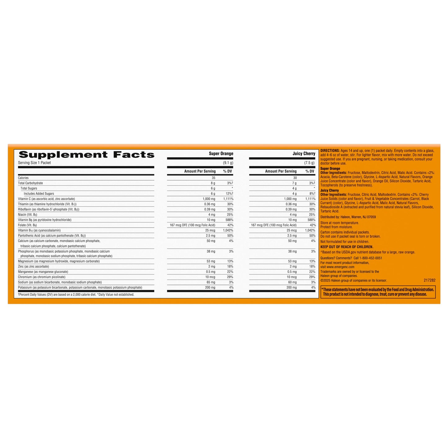 Emergen-C 1000 Mg Vitamin C Daily Immune Support Variety Pack Drink Mix, 120 Packets