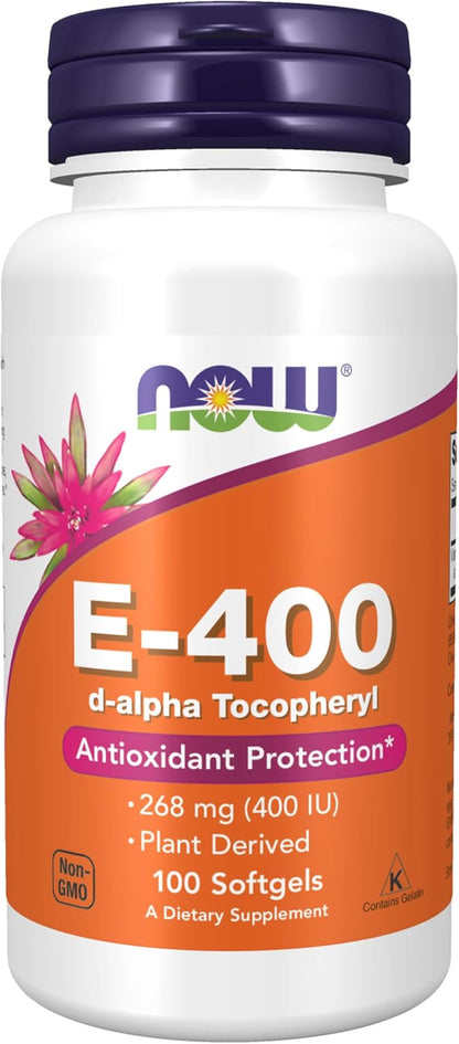, Vitamin E-400 IU, D-Alpha Tocopheryl, Antioxidant Protection, Softgels, 100 Count (Pack of 1)