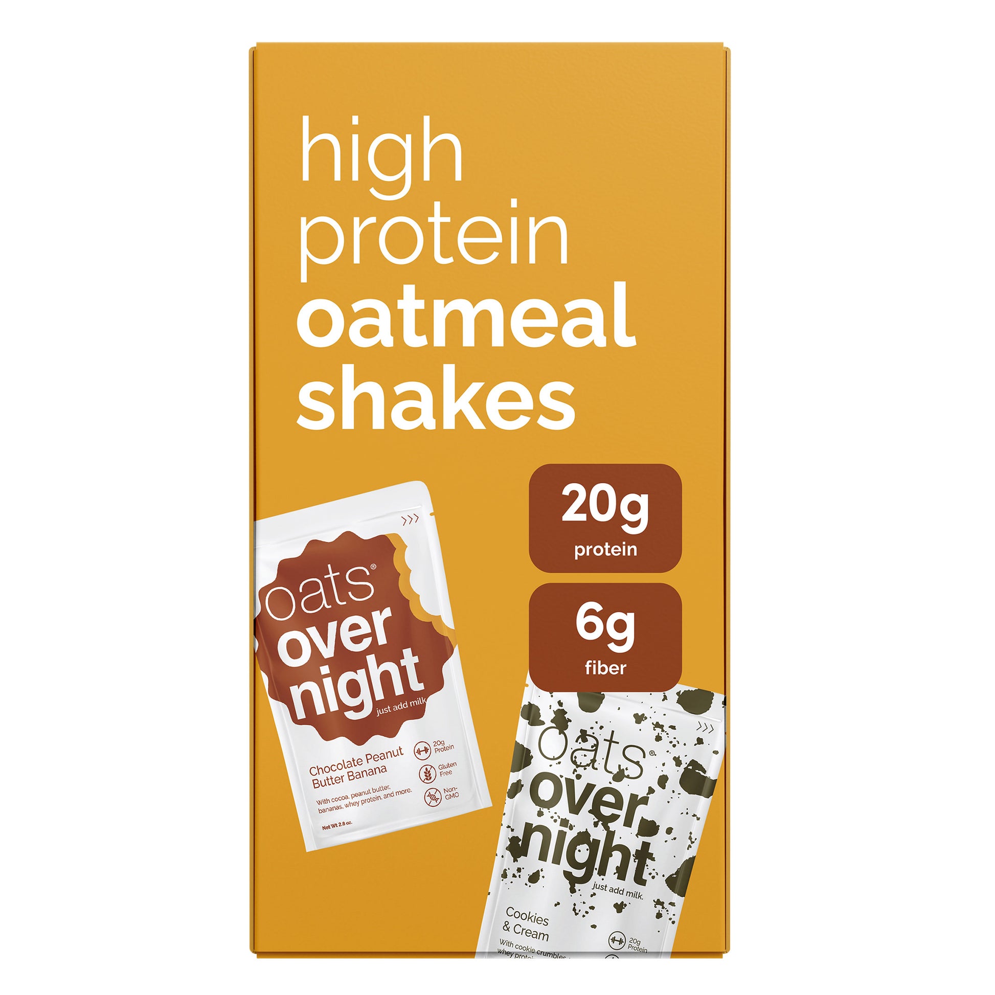 Oats Overnight Variety Pack, 20G Protein Shake, Cookies & Cream & Chocolate Peanut Butter Banana (14-Pack + Blenderbottle)