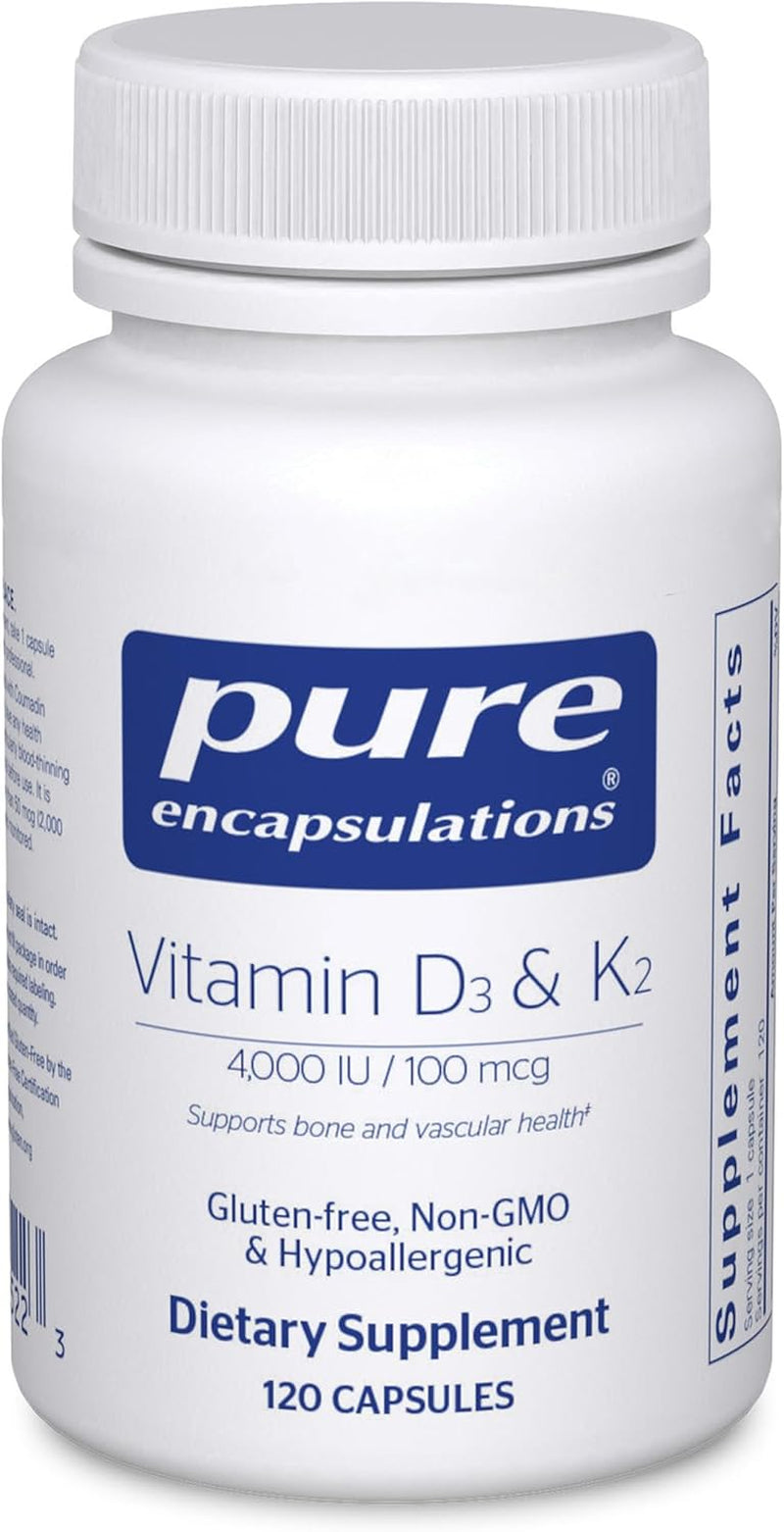 Pure Encapsulations Vitamin D3 & K2 - Bone & Vascular Health Support - Immune Function Support* - Gluten Free - Non-Gmo - 120 Capsules