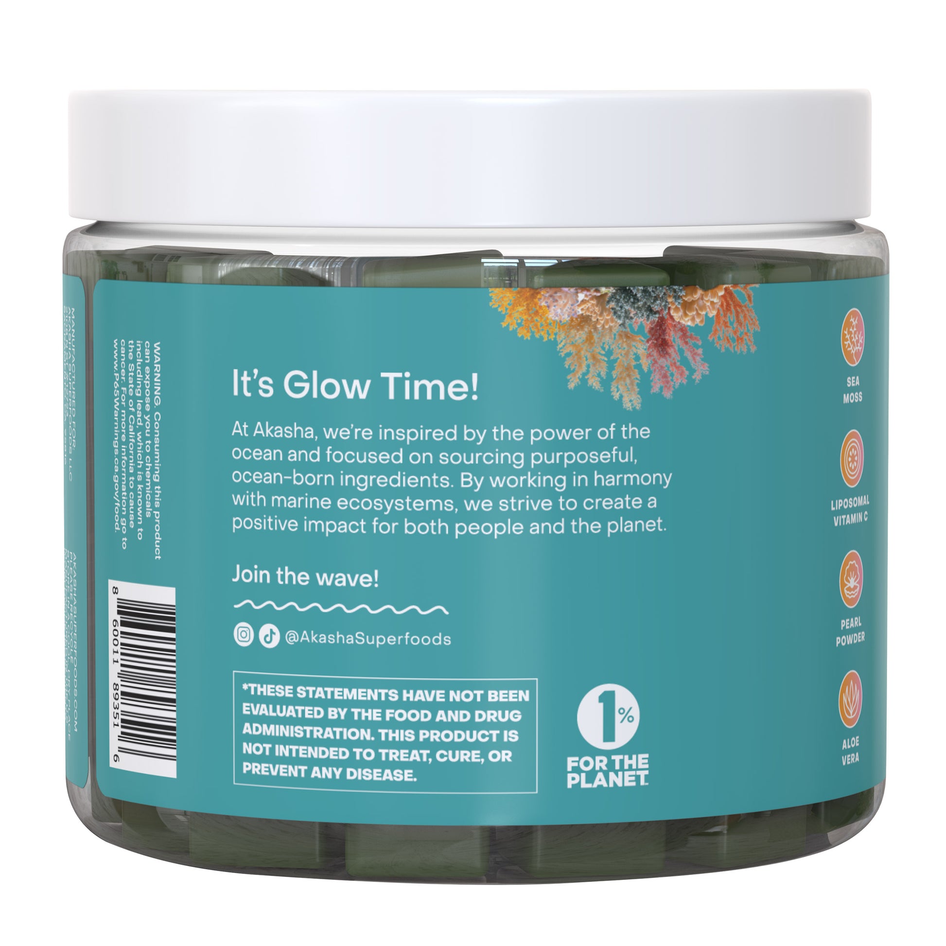 Akasha Superfoods GLOW Sea Moss & Pearl Powder, 2-Pack