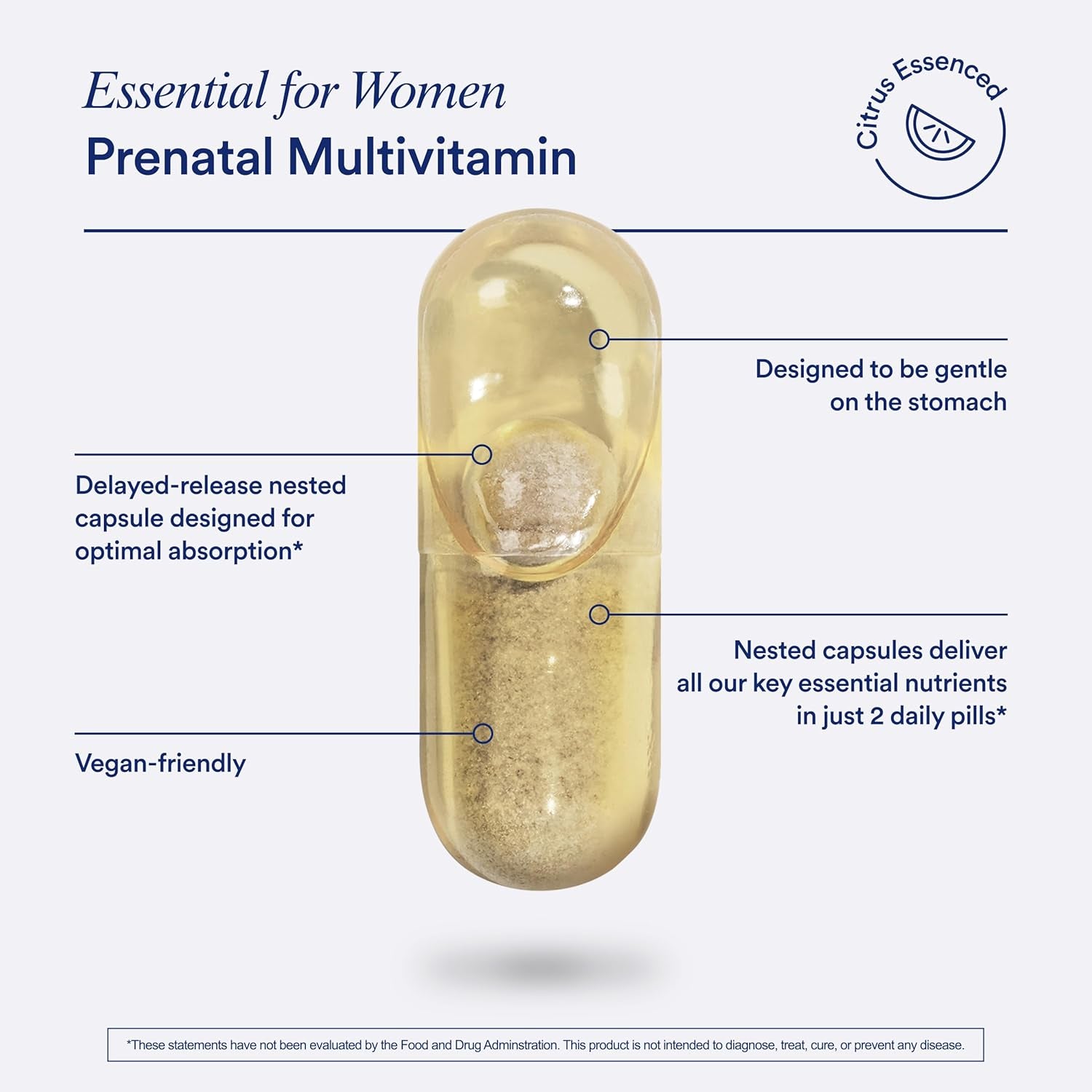 Ritual Essential for Women Prenatal Multivitamin: Folate & Choline for Neural Tube Support, Omega-3 DHA for Fetal Brain Development, Iron, Calcium-Helper D3 & K2, Non-Gmo, Vegan, Citrus, 30 Days