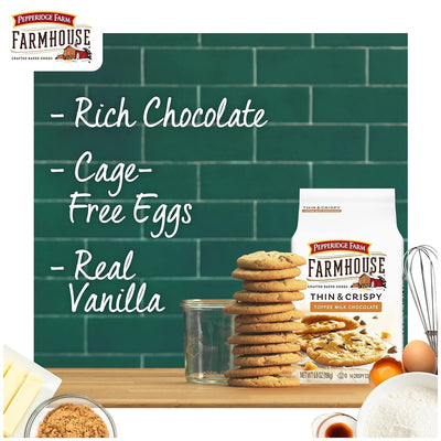 Pepperidge Farm Farmhouse Thin & Crispy Toffee Milk Chocolate Cookies, 6.9 Ounce Bag