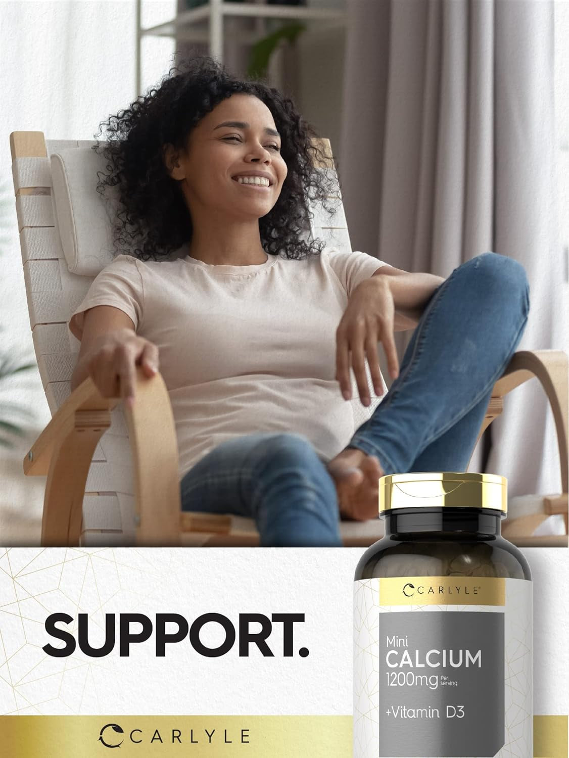 Carlyle Calcium 1200 Mg with Vitamin D3 | 300 Softgels | Non-Gmo and Gluten Free Supplement