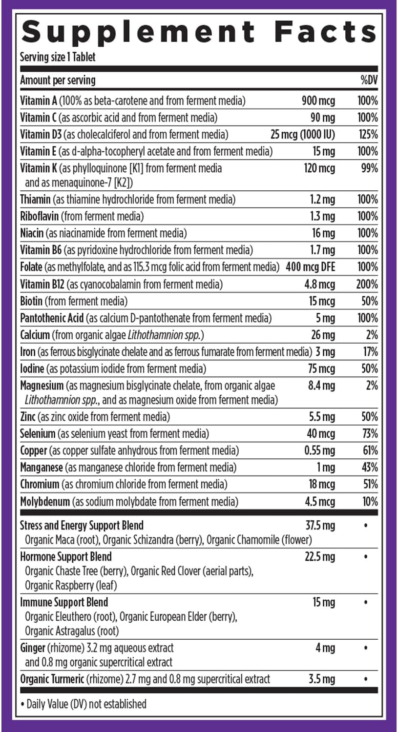 New Chapter Women’S Multivitamin, Iron, B6, B12, Biotin for Hair Growth, D3, Vit C, Zinc for Immune & Stress Support, Gentle on an Empty Stomach, One Daily, Non-Gmo, Gluten-Free, 18+, 72 Tablets