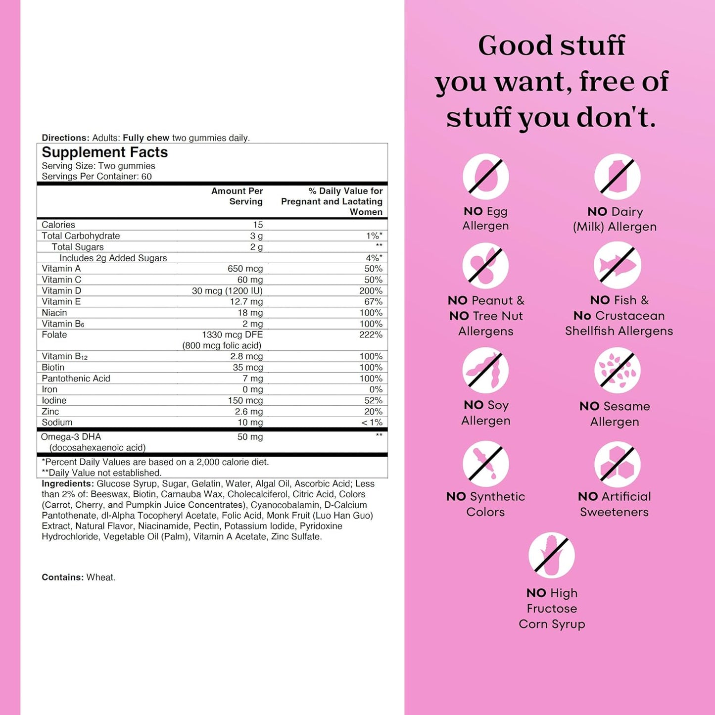 One a Day Prenatal Vitamins for Women Gummies- Pregnancy Vitamins for Women with Folic Acid, DHA, Iodine, Prenatal Gummies, Iron-Free, 120 Ct (Packaging May Vary)