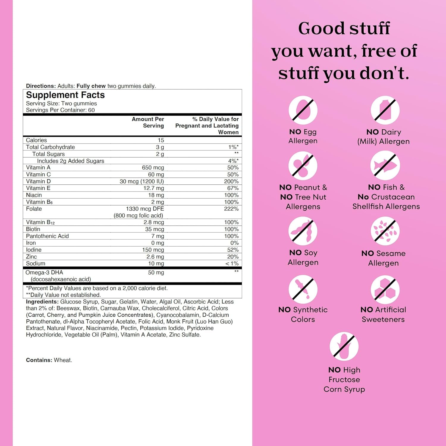 One a Day Prenatal Vitamins for Women Gummies- Pregnancy Vitamins for Women with Folic Acid, DHA, Iodine, Prenatal Gummies, Iron-Free, 120 Ct (Packaging May Vary)