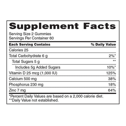 Kirkland Signature Calcium 500 Mg with D3 & Zinc, 240 Adult Gummies