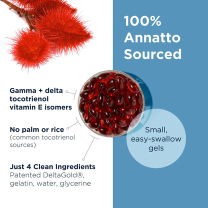 Designs for Health Annatto-E 300Mg Tocotrienols Vitamin E -  + Gamma Tocotrienols to Support Heart Health, Eye Health, Healthy Aging - Deltagold Antioxidants Supplement (60 Vitamin E Softgels)