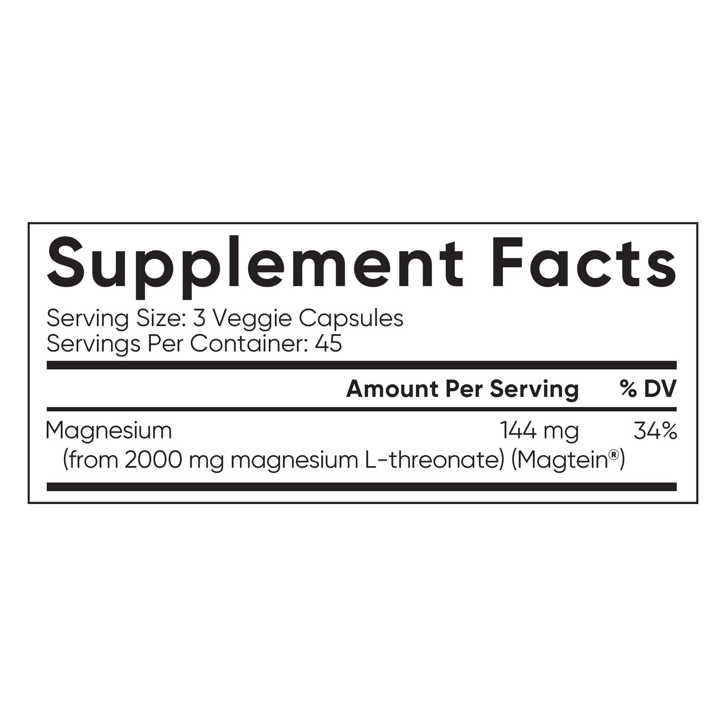 Sports Research Magtein Magnesium L-Threonate, 2000 Mg, 135 Veggie Capsules