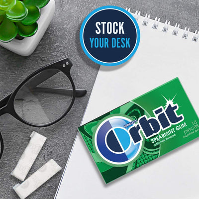 ORBIT Spearmint Sugarless Chewing Gum, 3 Packs of 14-Pieces (42 Total Pieces)