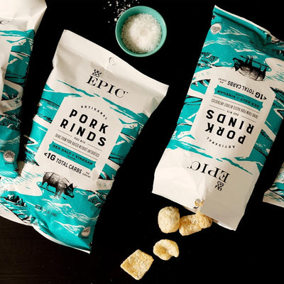 EPIC Sea Salt + Vinegar Oven Baked Pork Rinds, Keto Friendly, 2.5 Oz