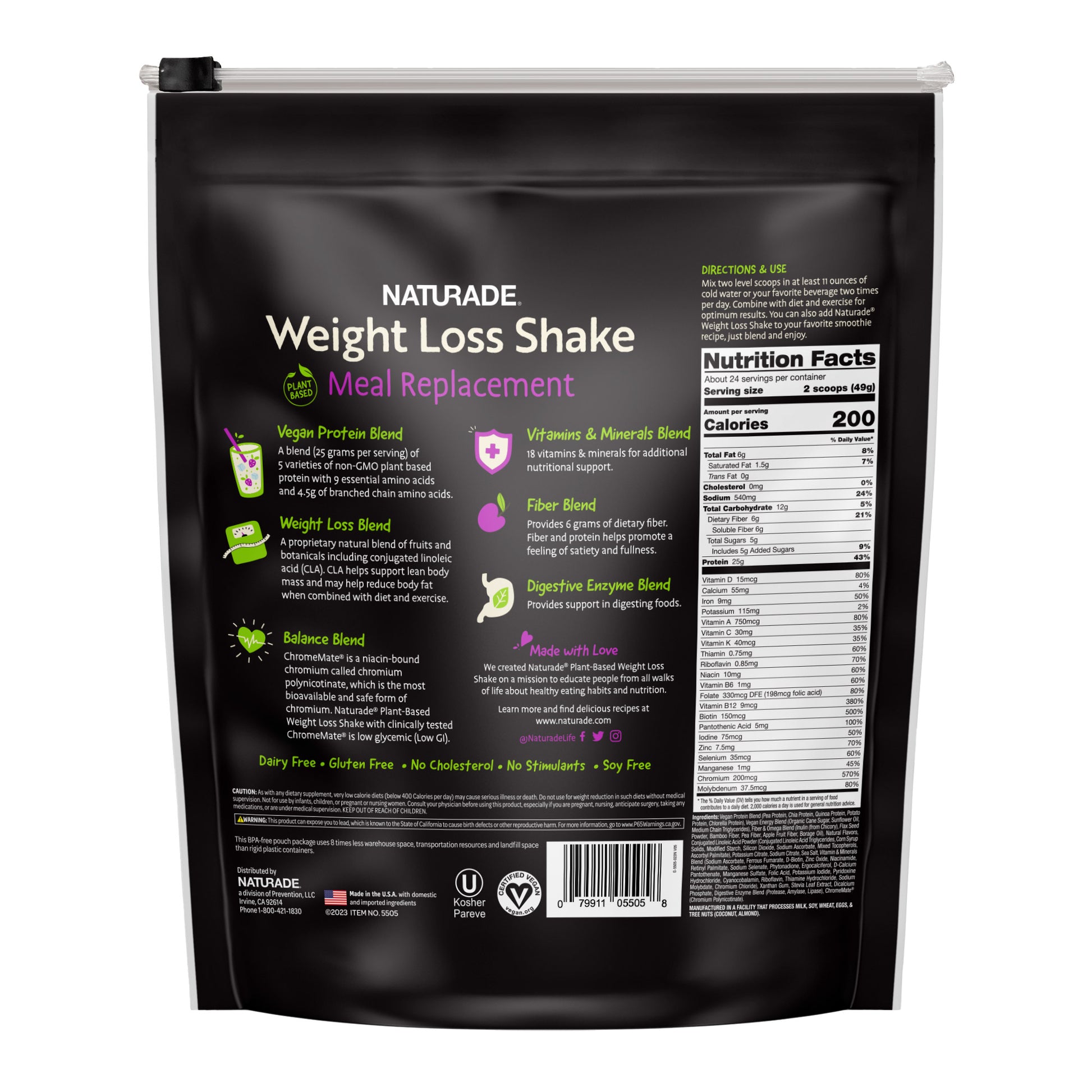 NATURADE Plant-Based  High Protein Shake, Vanilla Creme, 2.5 Lbs