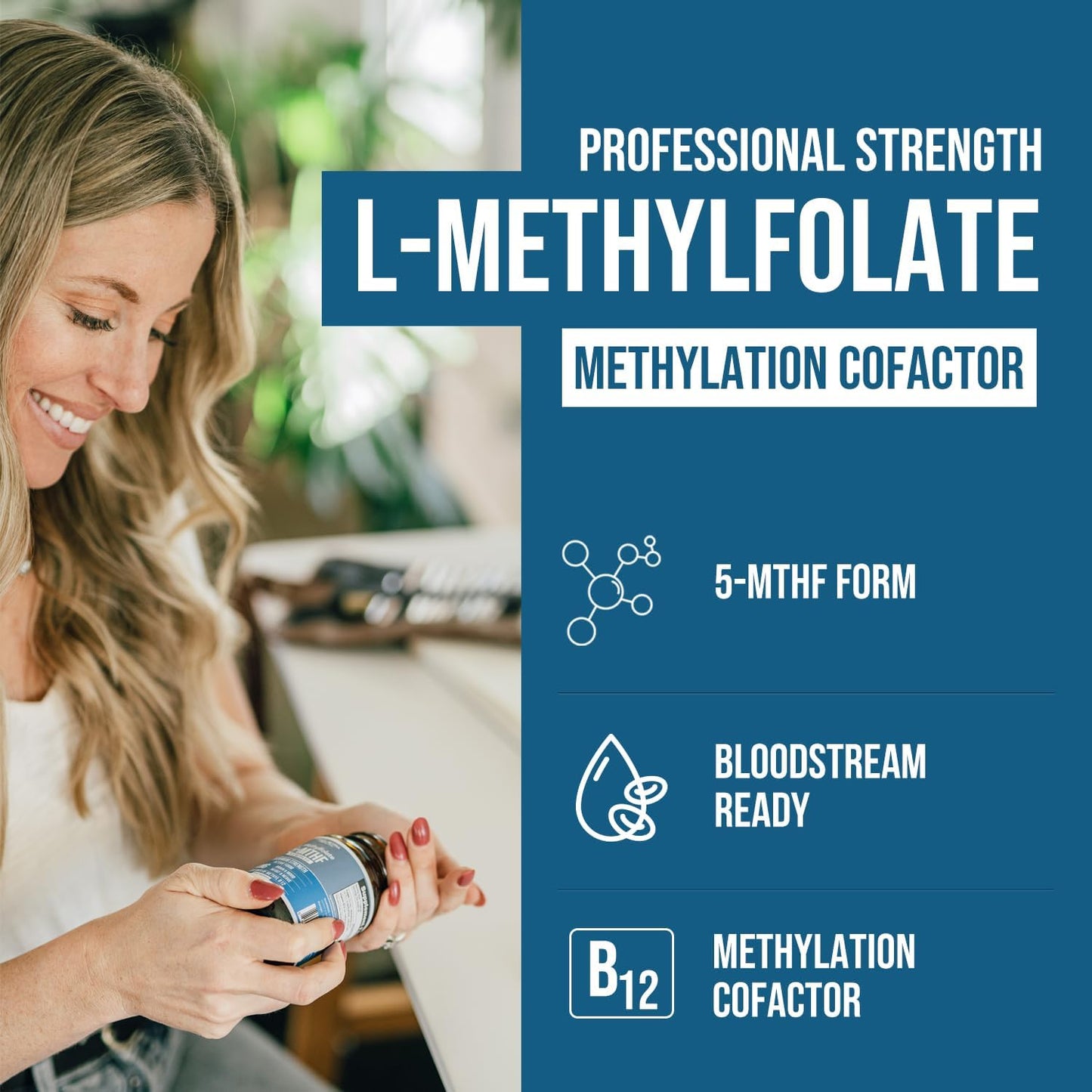 L Methyl Folate 15Mg plus Methyl B12 Cofactor – High , Active 5-MTHF Form - Supports Mood, Methylation, Cognition – Bioactive Forms of Vitamin B9 & B12 (60 Capsules – 60 Servings)