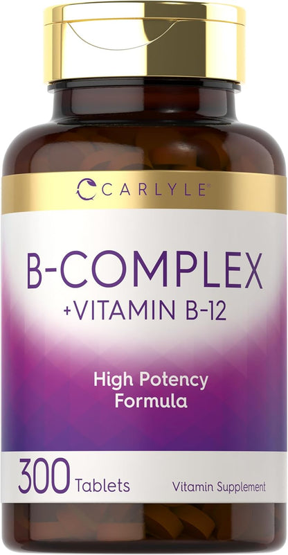 Carlyle B-Complex Vitamin with B12 | 300 Tablets | High  Formula | Vegetarian and Non-Gmo Supplement
