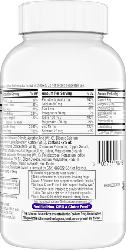 Centrum Minis Silver Women'S Multivitamin for Women 50 Plus, Multimineral Supplement with Vitamin D3, B Vitamins, Non-Gmo Ingredients, Supports Memory and Cognition in Older Adults - 280 Ct