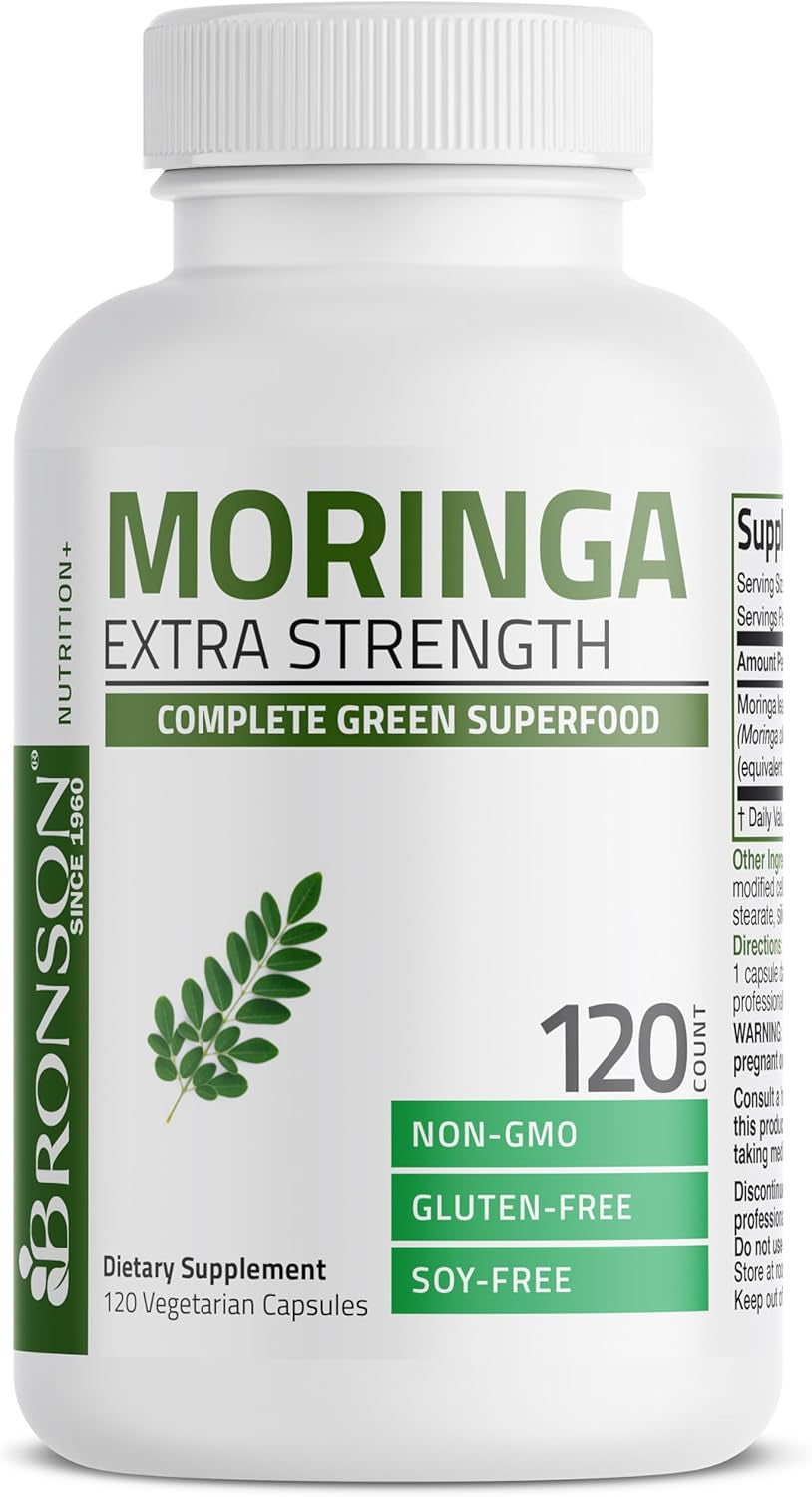 Bronson Moringa Extra Strength Capsules Moringa Oleifera Powder, 120 Count