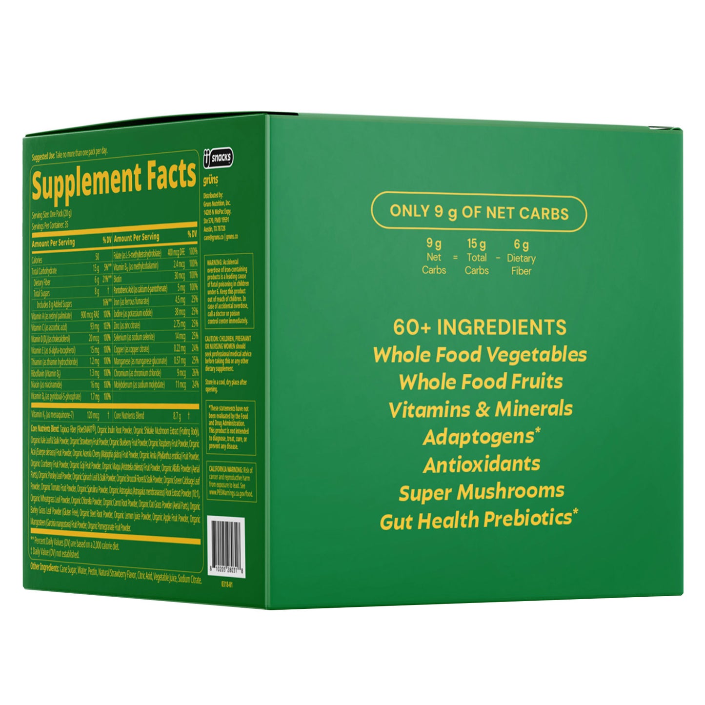 Grüns Adult Greens Gummies, 35 Daily Packs