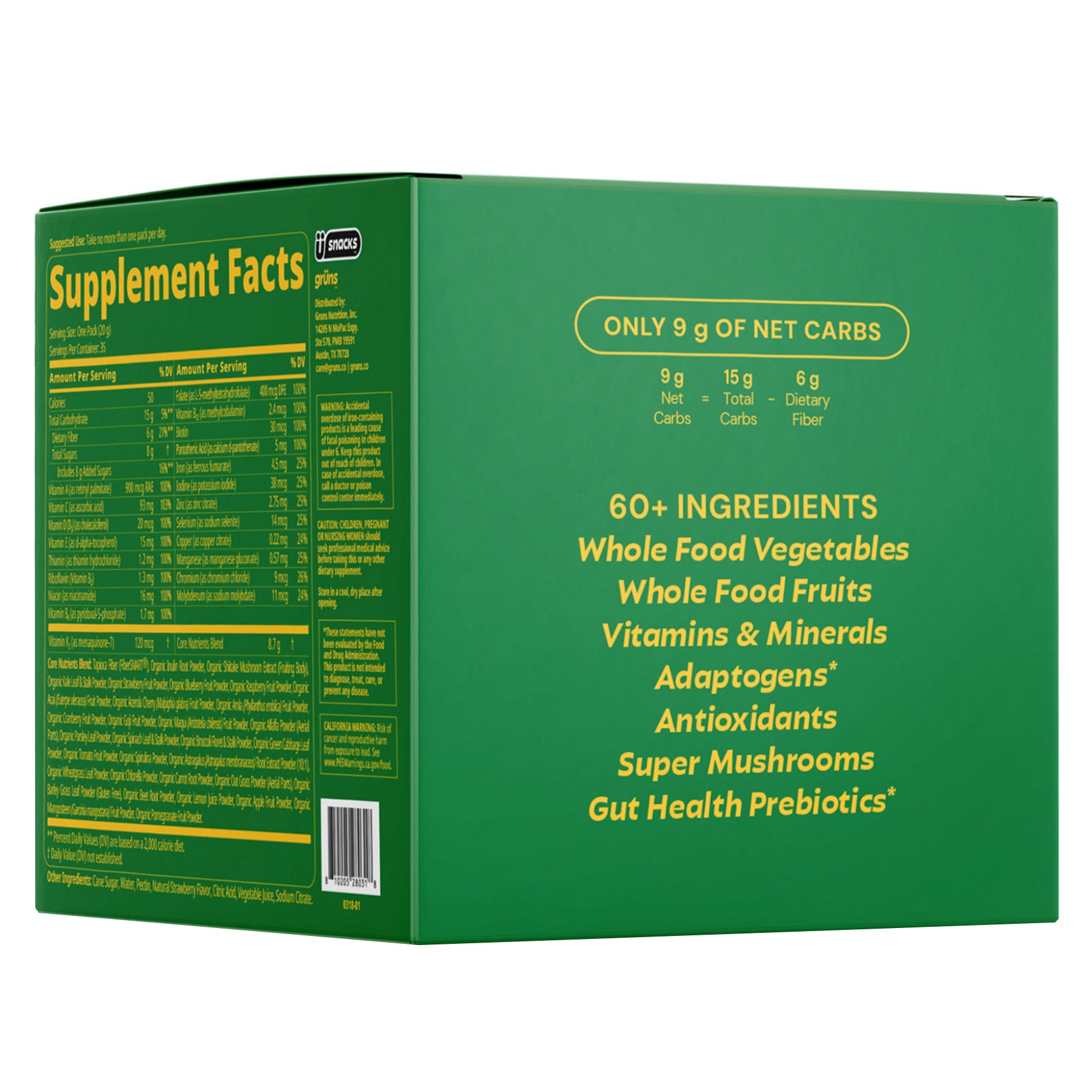 Grüns Adult Greens Gummies, 35 Daily Packs