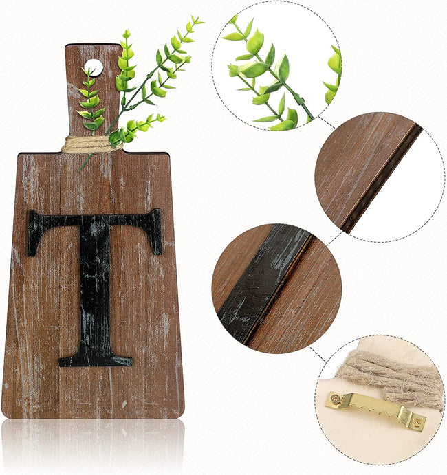 Cutting Board Eat Sign Set Hanging Art for Kitchen and Home Decoration (Gray, White, Brown)