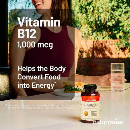 Naturewise Vitamin B12 1000 Mcg - Dietary Supplement for Supporting Energy Metabolism, Mental Clarity, Nervous System Health - Easy-To-Swallow, Soy & Gluten-Free, Non-Gmo - 60 Softgels[60-Day Supply]