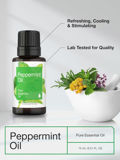 Horbäach Peppermint Essential Oil | .51 Fl Oz (15Ml) | for Massage, Bath, Diffuser, Aroma Spray & More