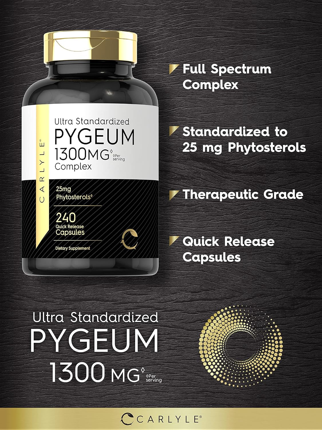 Carlyle Pygeum Supplement 1300Mg | 240 Capsules | Non-Gmo, Gluten Free | Africanum Bark Extract Supplement