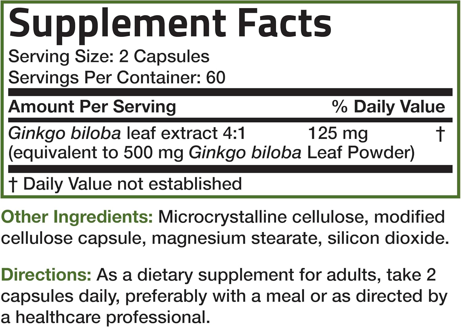 Bronson Ginkgo Biloba Extra Strength Supports Brain Function & Memory Support, 120 Vegetarian Capsules