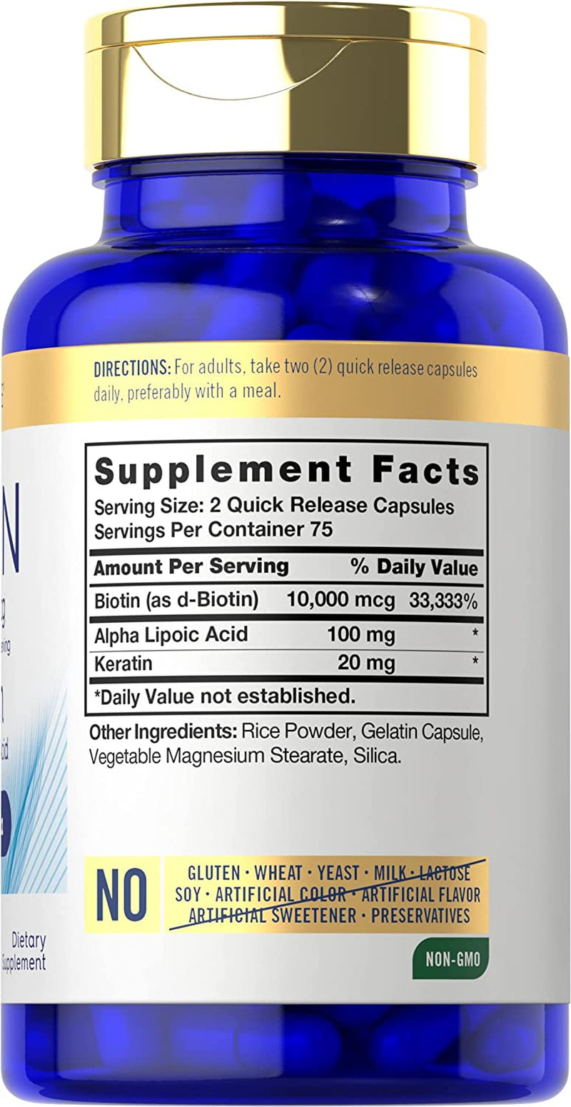 Carlyle Biotin 10000Mcg | 150 Capsules | Beauty Formula with Keratin | Non-Gmo, Gluten Free Supplement