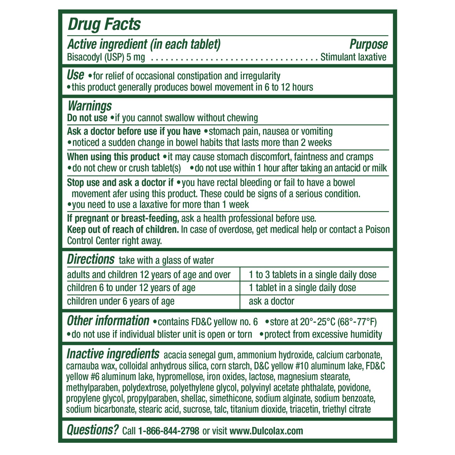 Dulcolax Overnight Laxative, 200 Tablets
