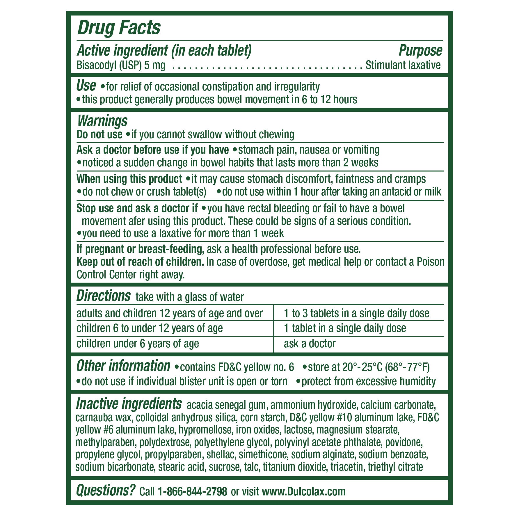 Dulcolax Overnight Laxative, 200 Tablets