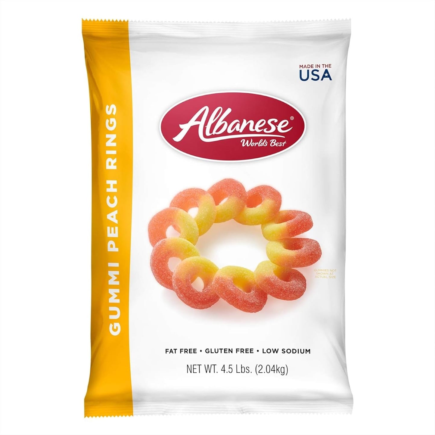 Albanese Candy, Gummi Peach Rings, 4.5-Pound Case of 12