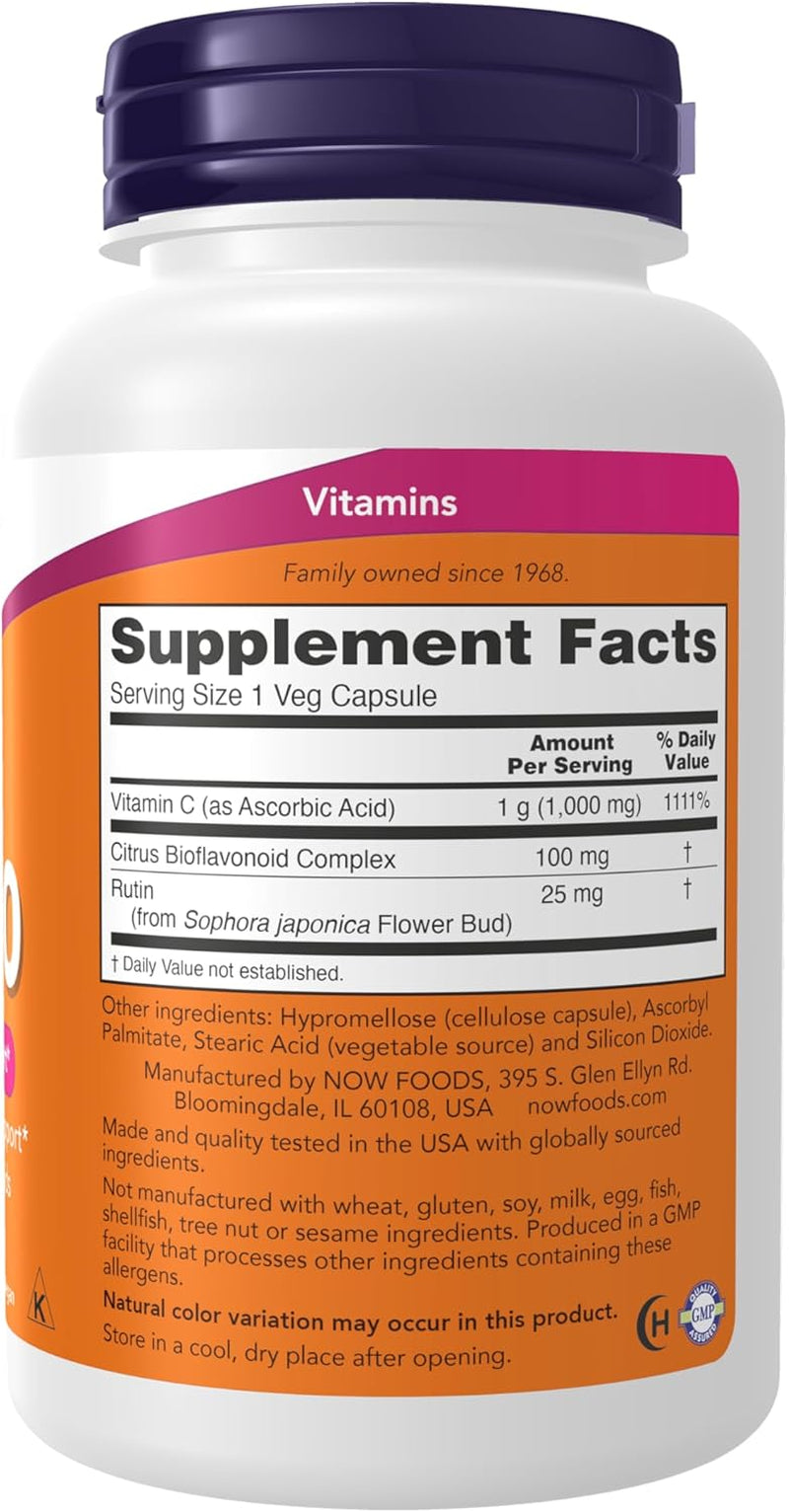 NOW Foods Supplements, Vitamin C-1,000 with 100 Mg of Bioflavonoids, Antioxidant Protection*, 100 Veg Capsules