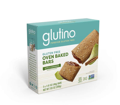 Glutino Gluten Free Oven Baked Bar, Apple Cinnamon, Naturally Flavored, 5 Ct
