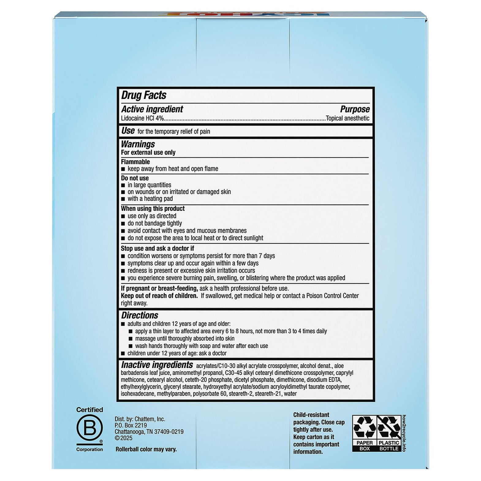 Icy Hot Lidocaine Roll-On, 3-Pack