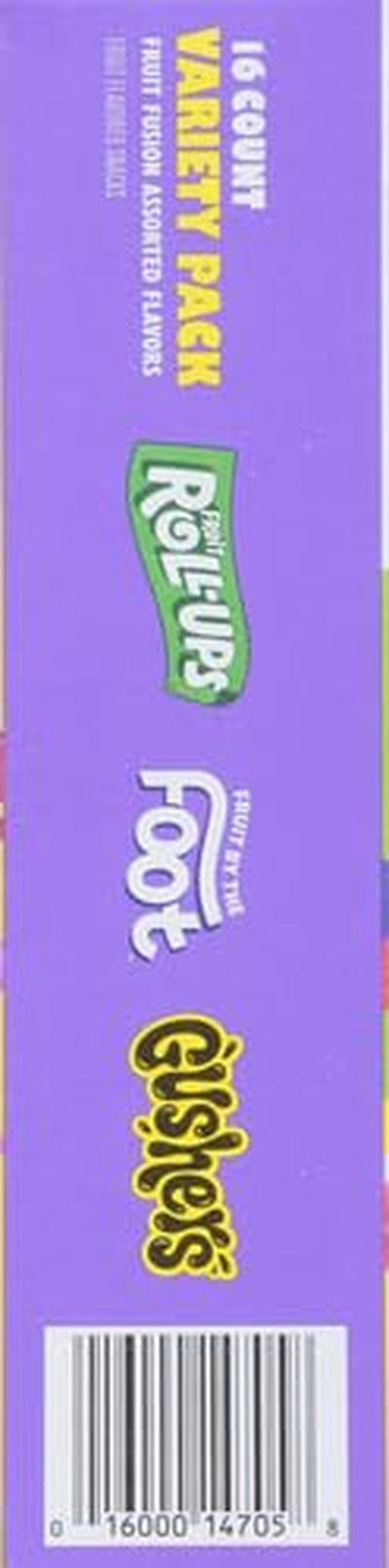 Fruit Roll-Ups, Fruit by the Foot, Gushers, Snacks Variety Pack, 16 Ct